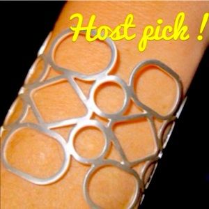 Geometric cuff bracelet silver tone